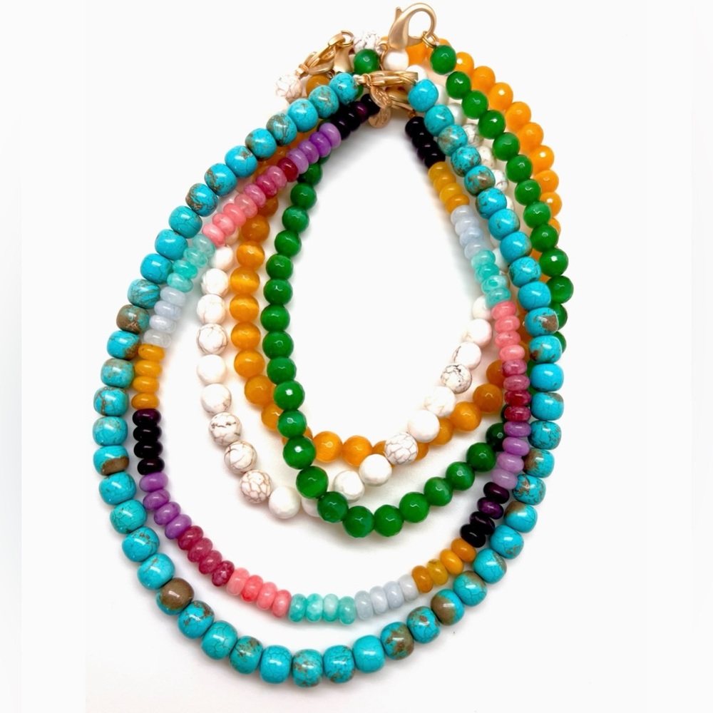 KARLI BUXTON $88 Stone Strand Bead Necklace White Marble NWT - Picture 6 of 7
